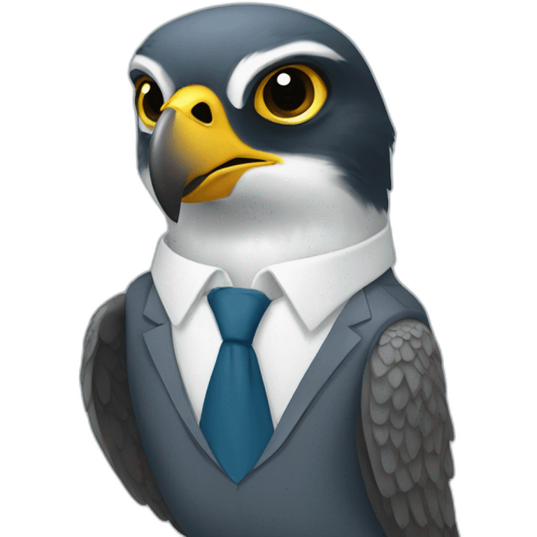 Peregrine falcon with office attire emoji