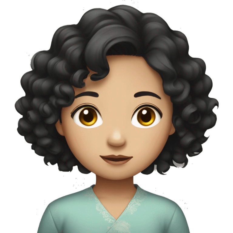 Southeast Asian, round face, little girl, black curly hair, short hair emoji