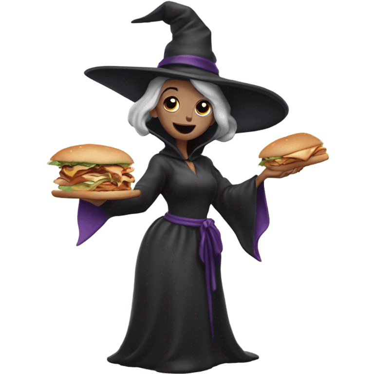 A witch eating a sandwich  emoji