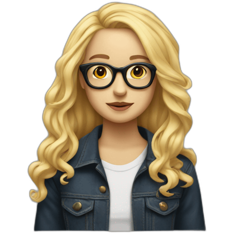 blond girl with glasses and long hair with mac miller emoji