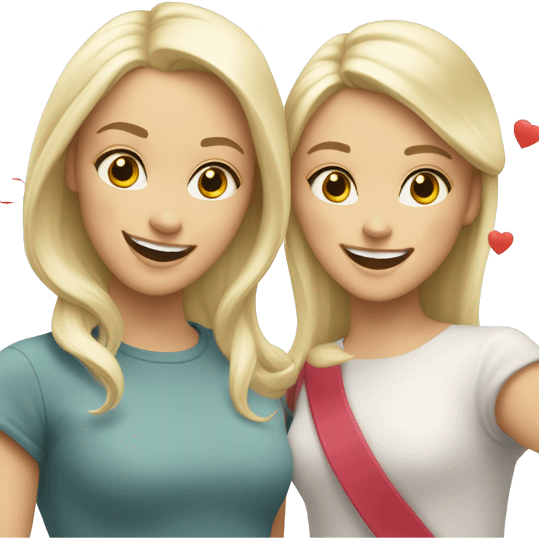 White blonde female and white brunette female happy smiling hearts everywhere  emoji