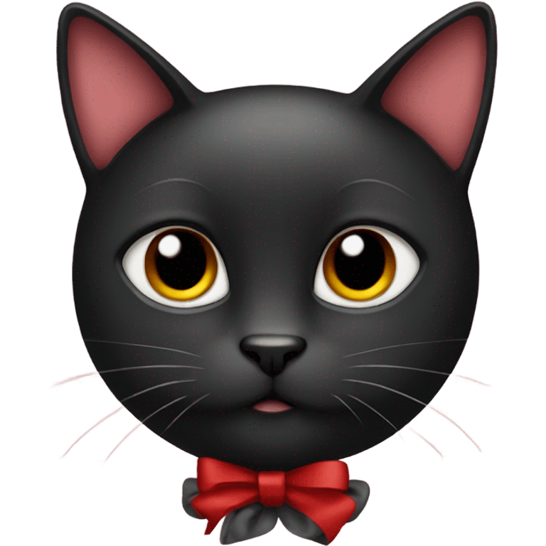 Black cat red bow emoji