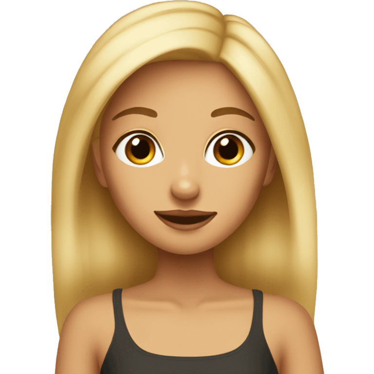 blonde girl with brown min pin emoji