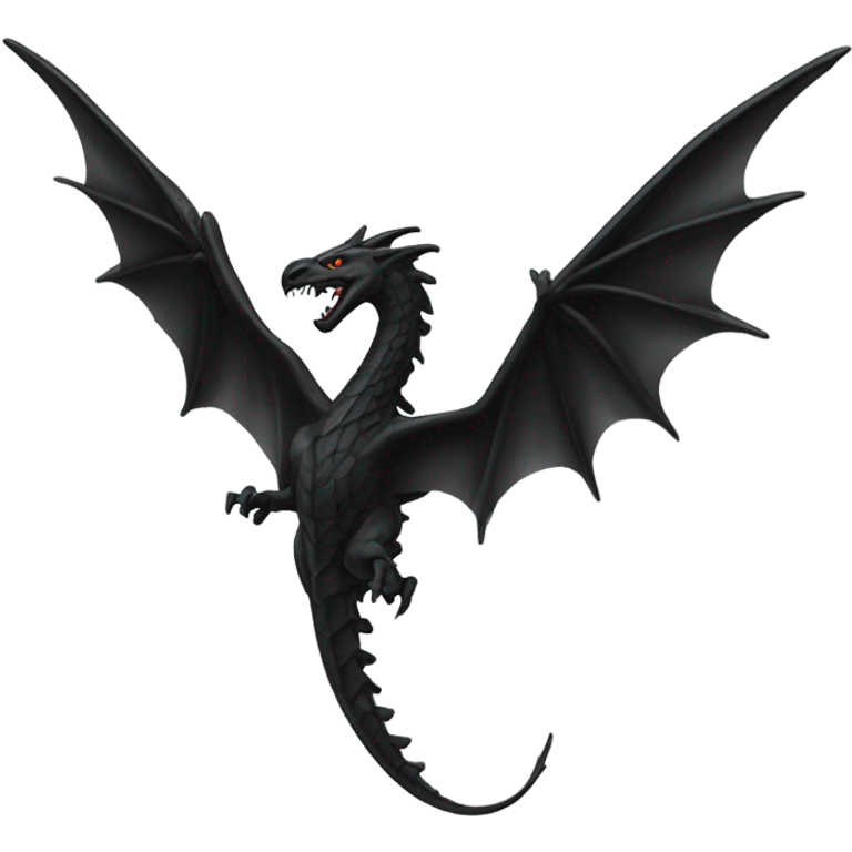 top down view of black wyvern flying resembling the shape of ukrainian tryzub trident emoji