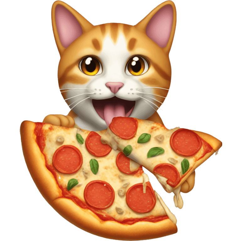 A cat eating pizza emoji