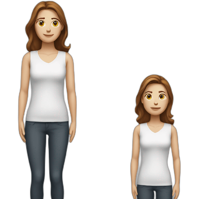 White woman with brown hair standing and without arms emoji