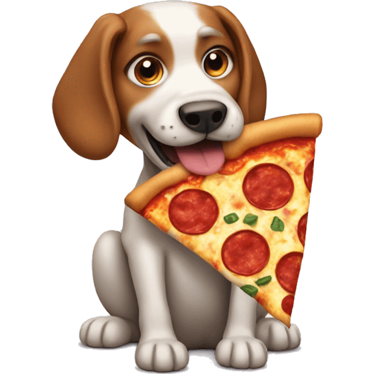 Dog eating a pizza emoji