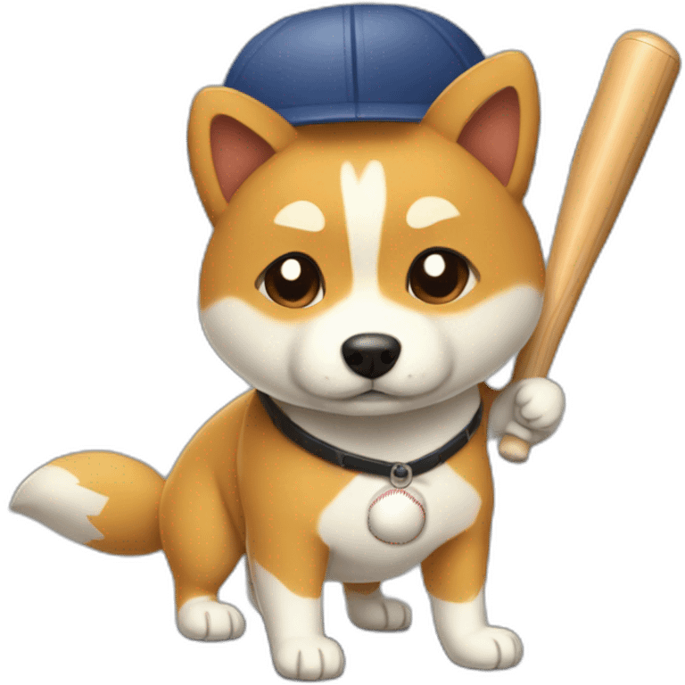 baseball player shiba-with-baseball-bat emoji