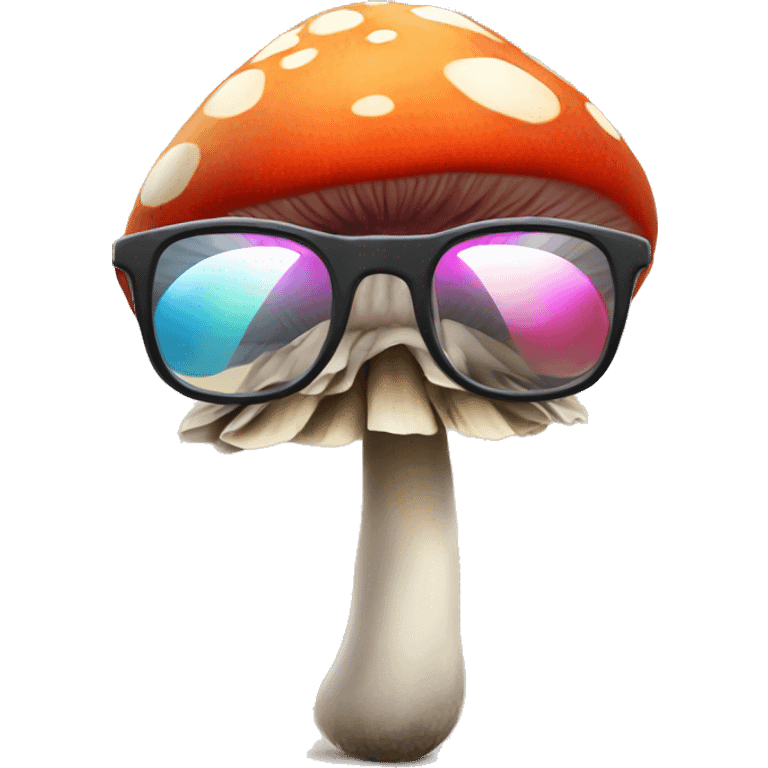 A colorful mushroom with glasses. emoji