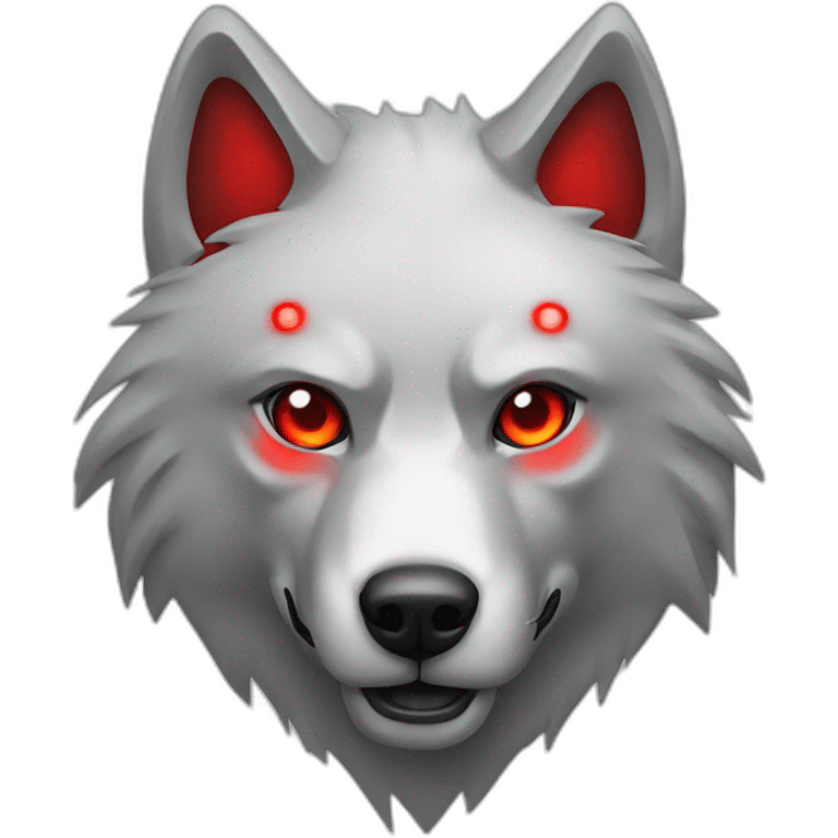 wolf as a robot face with red eyes emoji