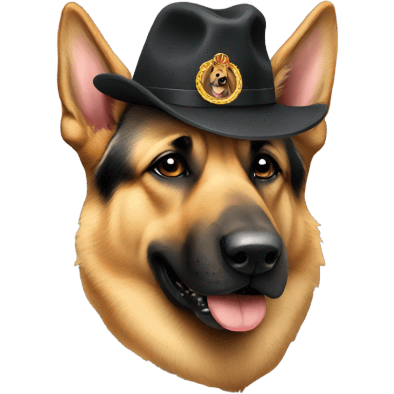 German Shepard with a hat emoji