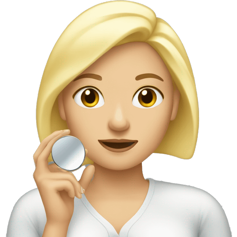 blond woman looking with the mirror in the hand  emoji