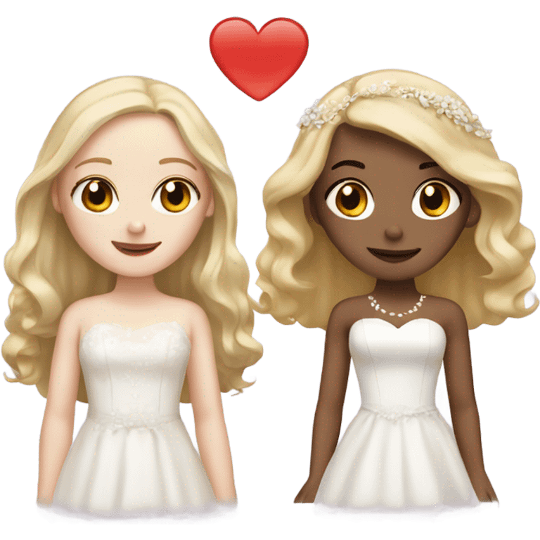 pale girl with brown hair marrying blonde girl emoji