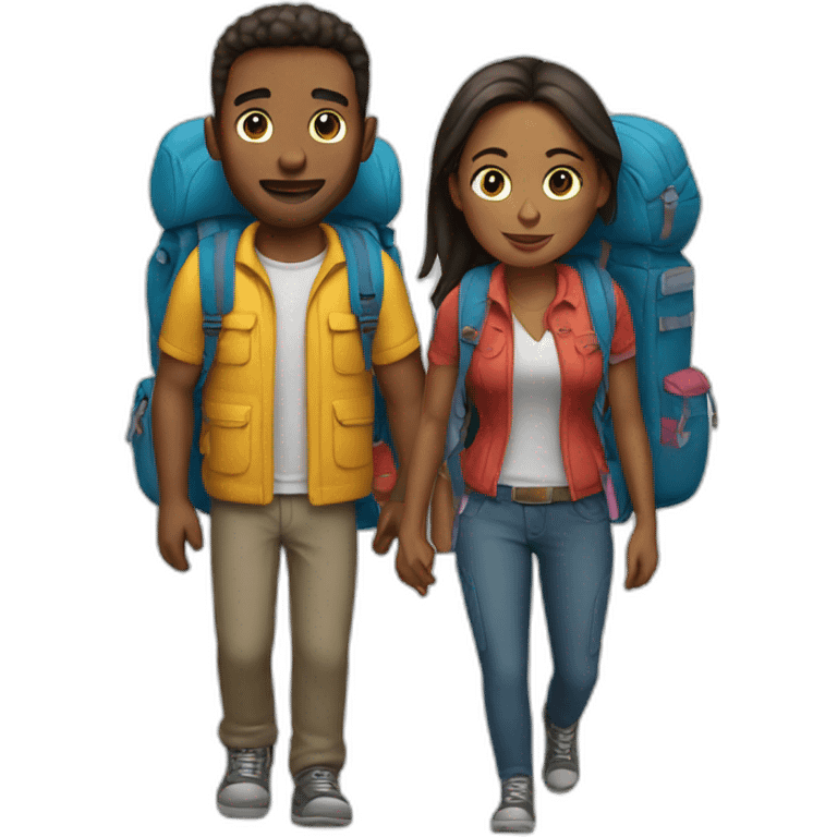 Couple with backpacks emoji