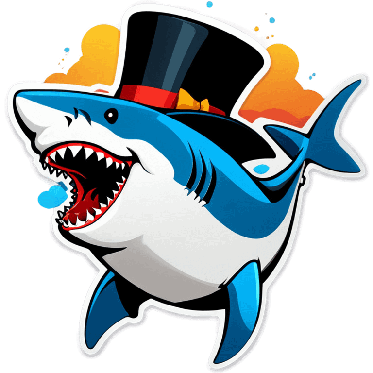 Shark with a top hat emoji