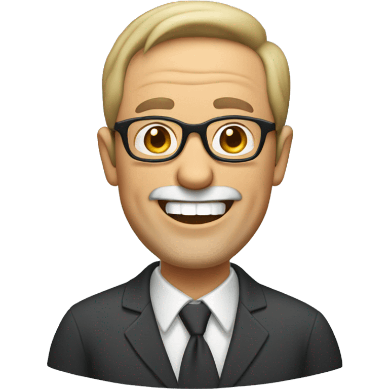 cartoon middle aged man with thin beard wearing round glasses laughing emoji