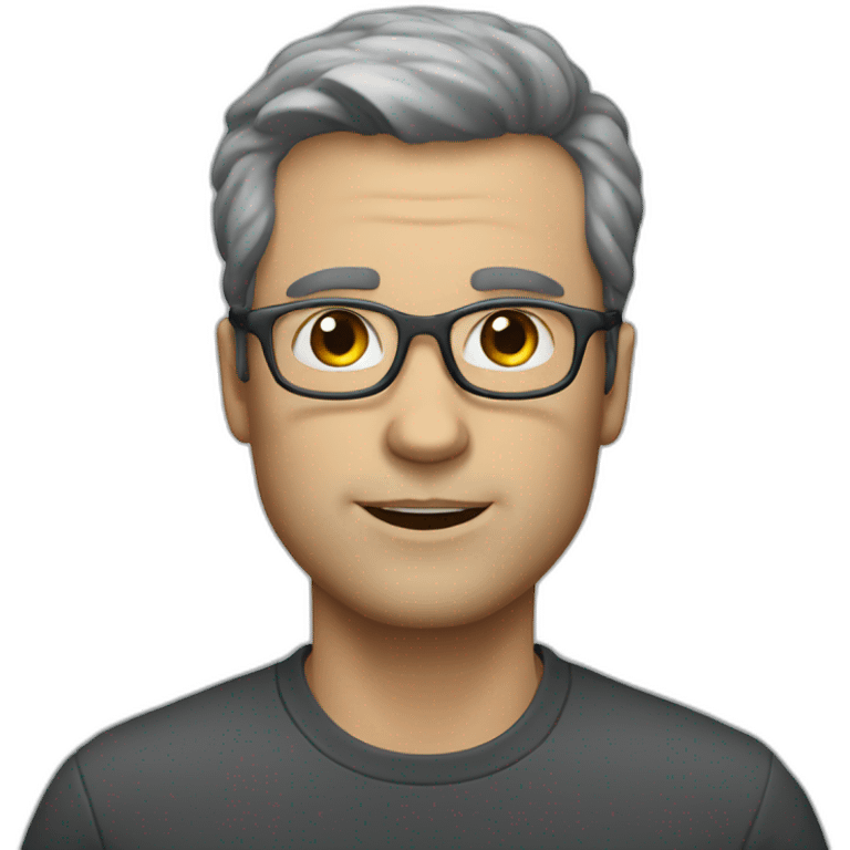 white guy with grey spectacles and dark hairs emoji