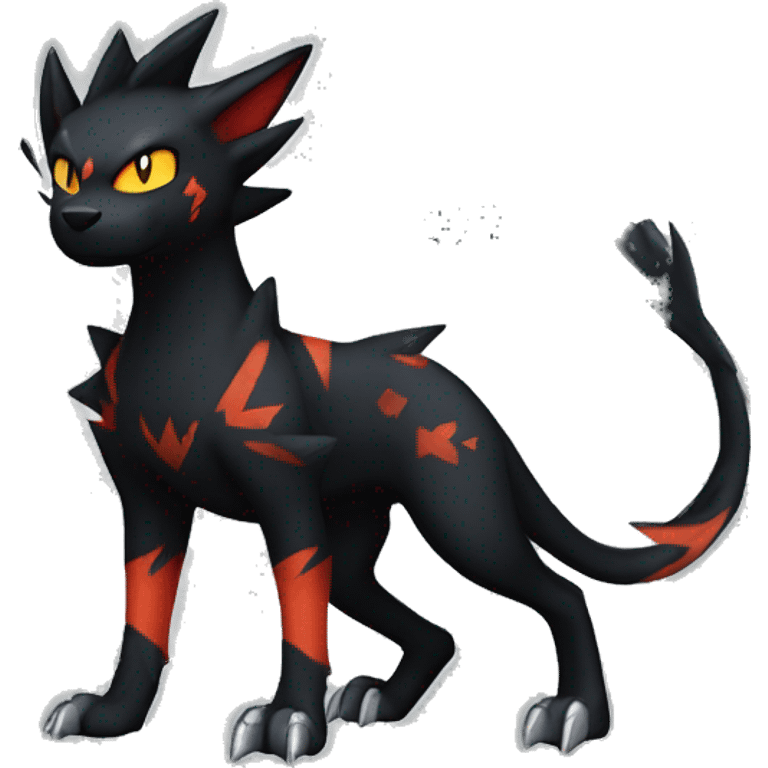 Cool Edgy Litten-Houndoom-Luxray Fakémon Digimon with Edgy markings, full body, outlined emoji