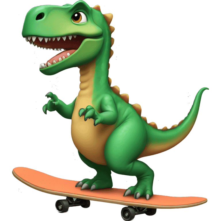 dinosaur riding a skake board with a middle finger up emoji