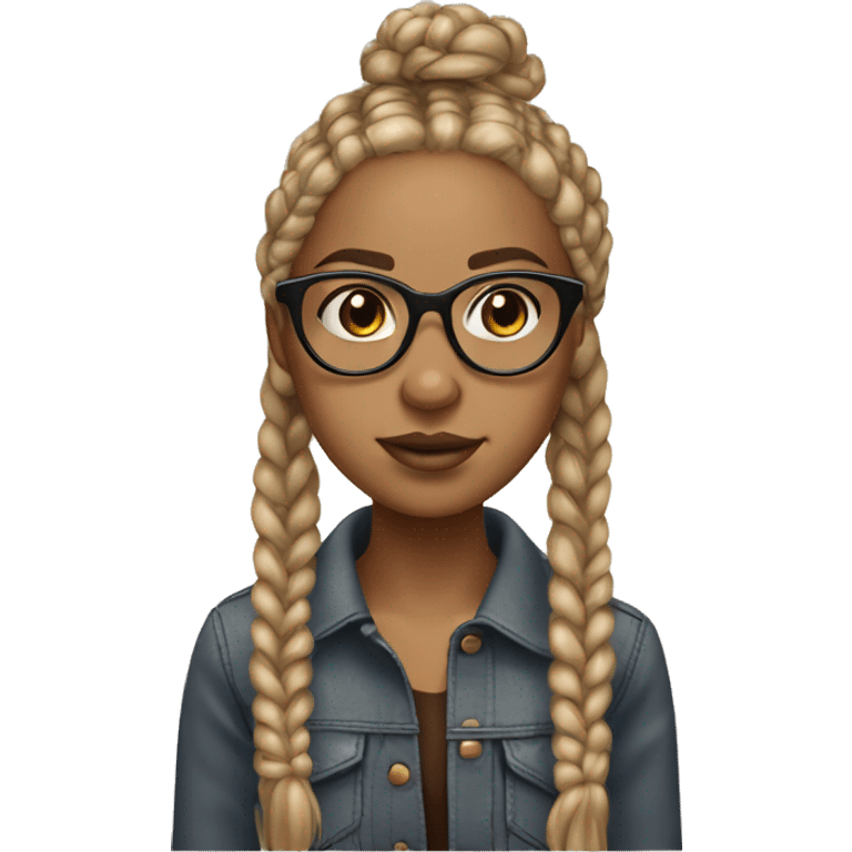 lightskin girl with dirty blonde box braids and brown glasses emoji