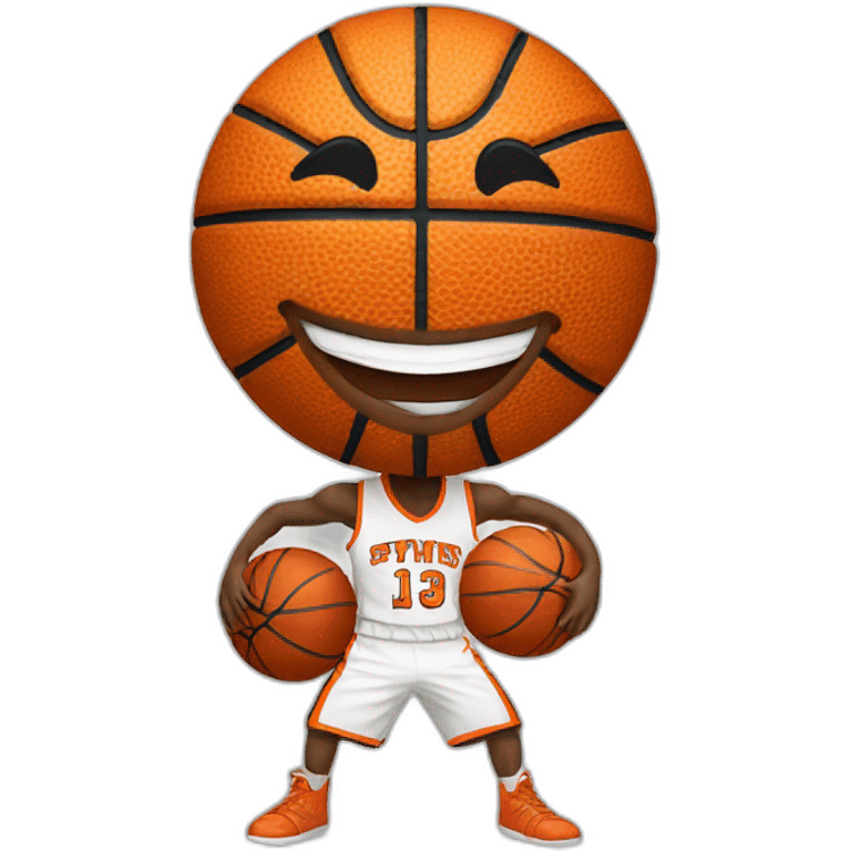 basketball with a smile emoji