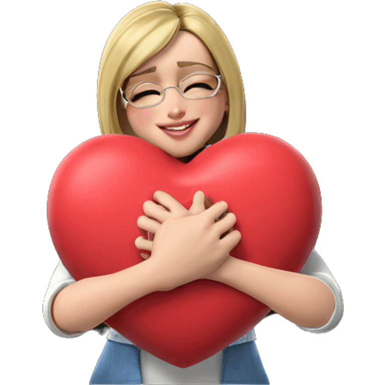 smiling girl with heart pillow emoji