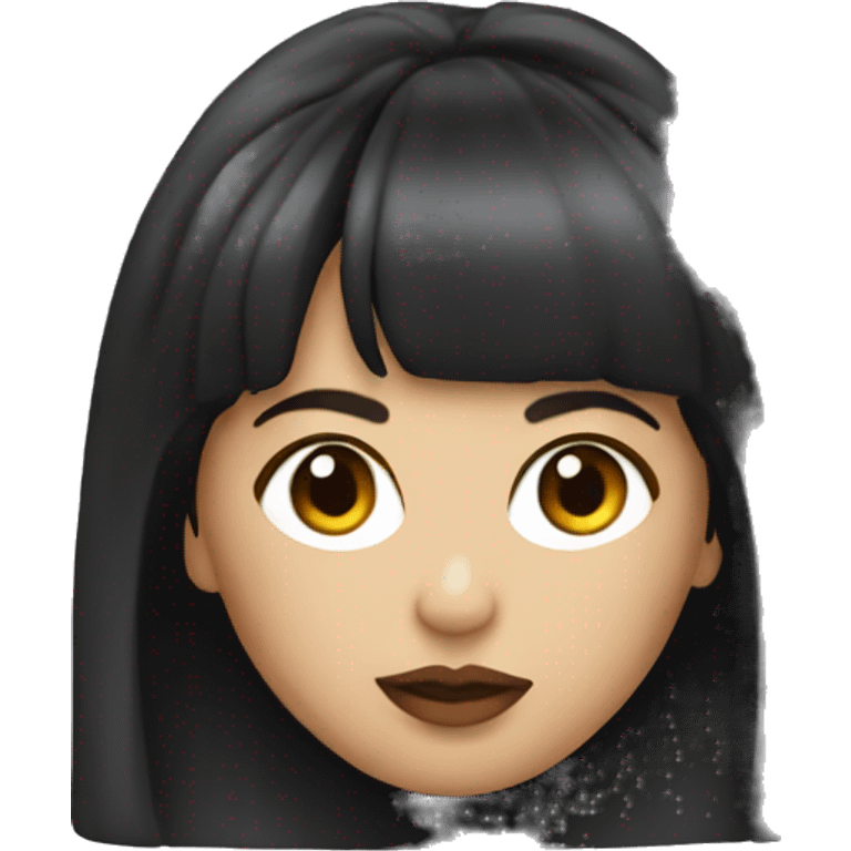 Selena with bangs and small lips  emoji