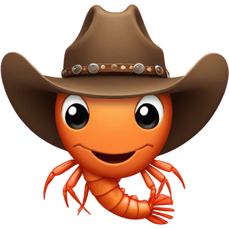 Shrimp in a cowboy hat with a gun emoji