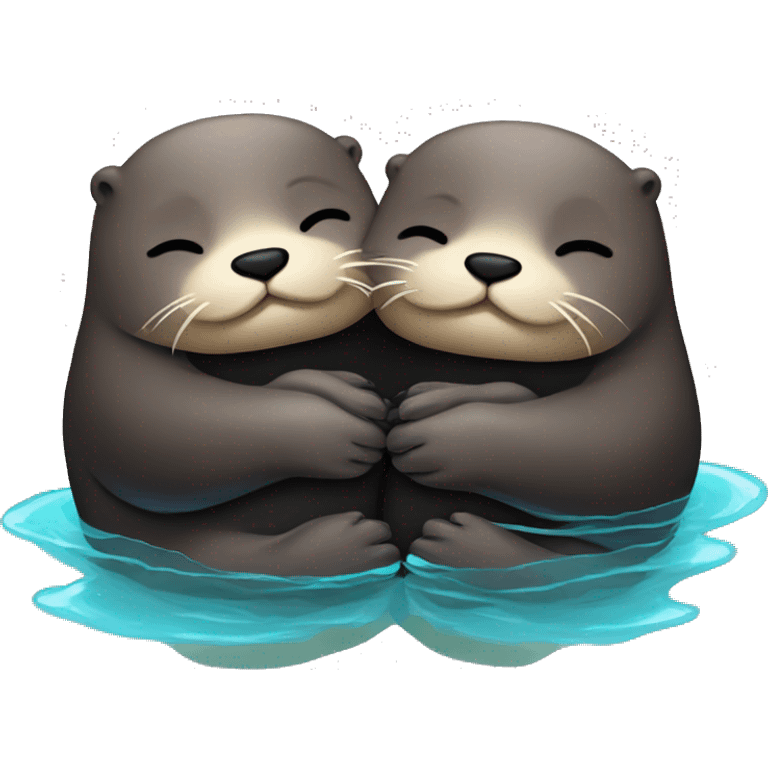 otters holding hands while sleeping on the water with black heart emoji