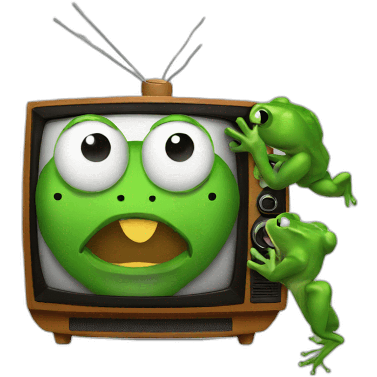 Television boxing 2 frogs emoji