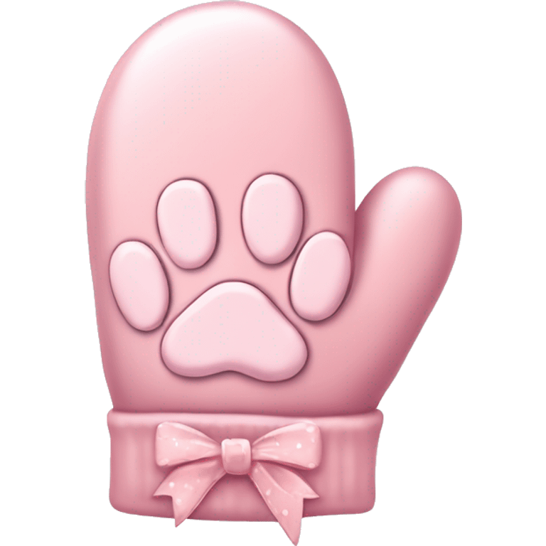 pale pink mittens with paw print and pale pink bow emoji