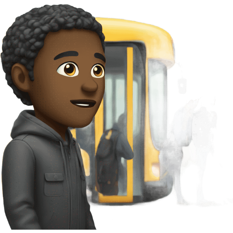 Black man at the bus stop  emoji