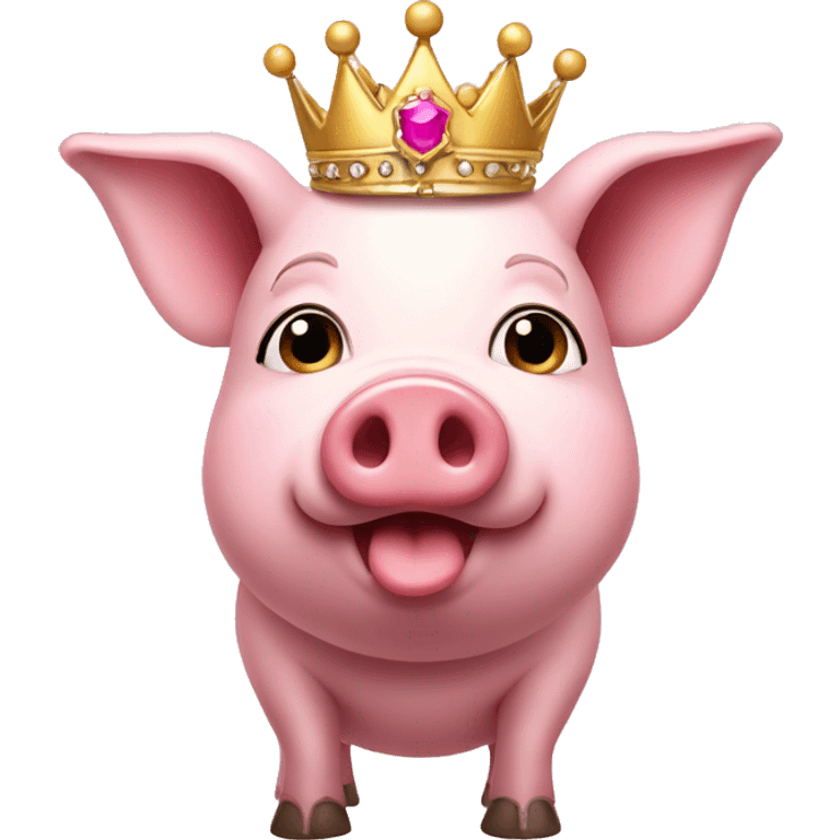 Pig wearing a pink skirt with a crown and lashes emoji