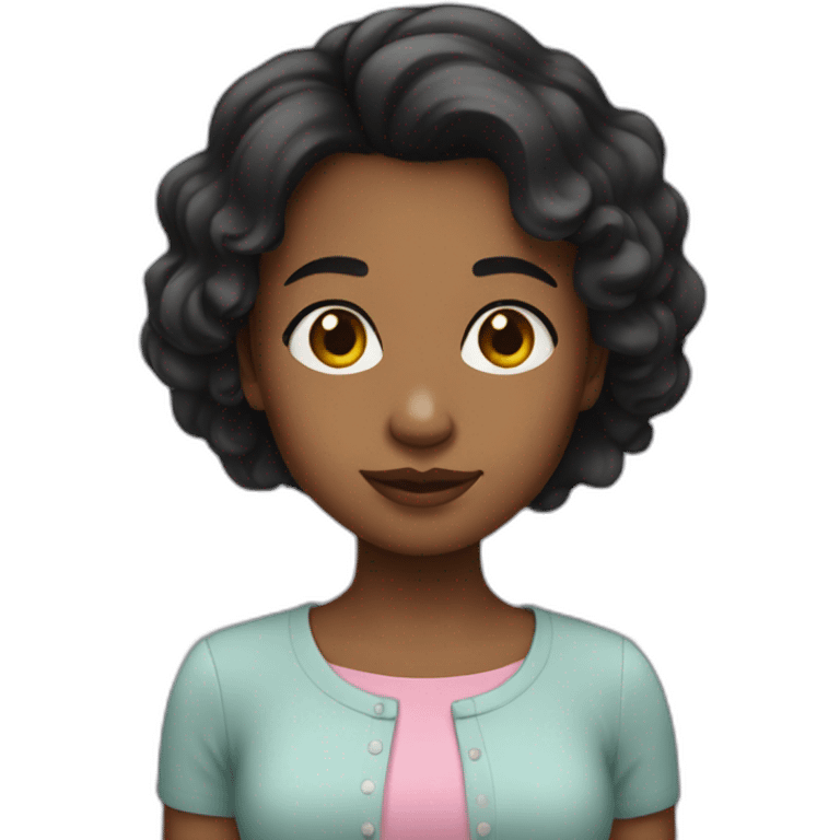 niña negra con pelo corto emoji