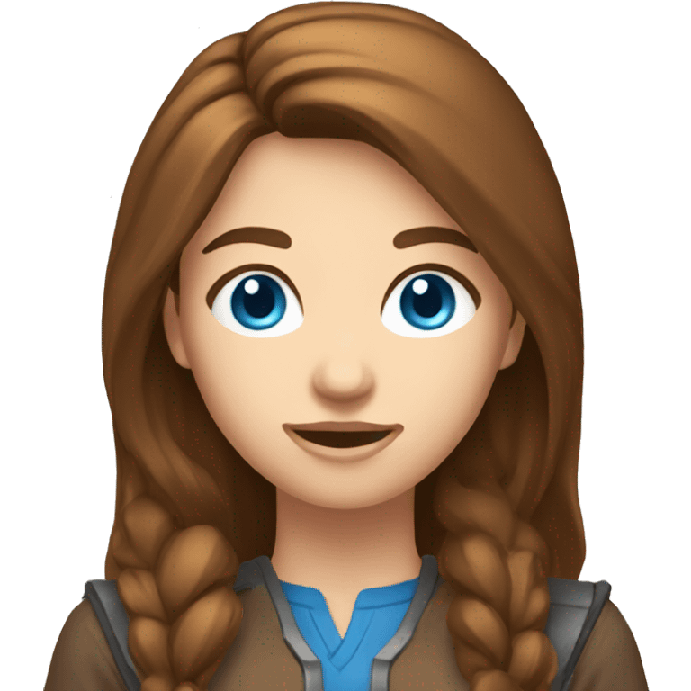 caucasian female blue eyes long brown hair playing video game emoji