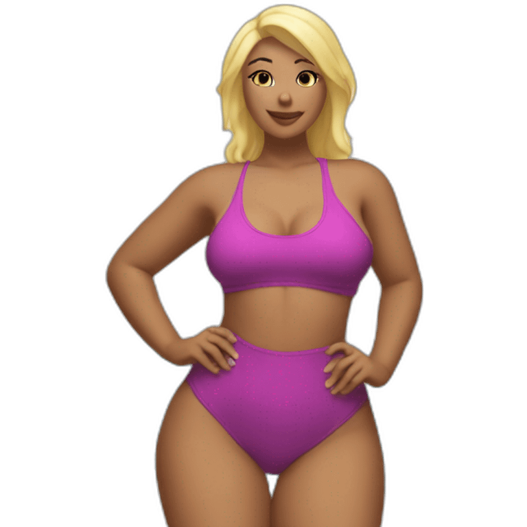 Slim-Thicc woman swimsuit posing full body (blonde, perfect body, hourglass figure) emoji