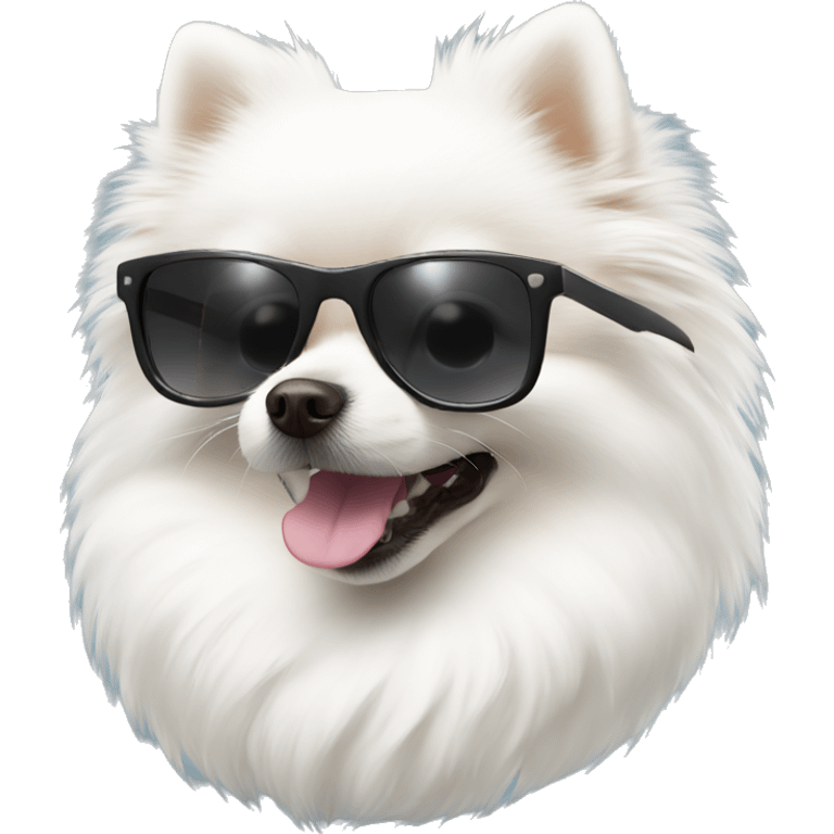 white pomeranian with sunglass emoji