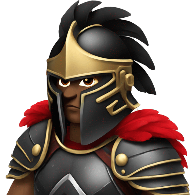 Fantasy spartan warrior male wearing detailed black armor with a red plumed helmet
 emoji