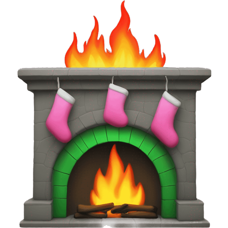 Fireplace with green and pink flames  emoji