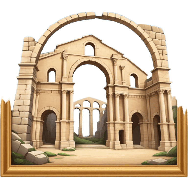 Cinematic Realistic Pula Arena Landmark Emoji, presenting the grand Roman amphitheater with towering stone arches. emoji