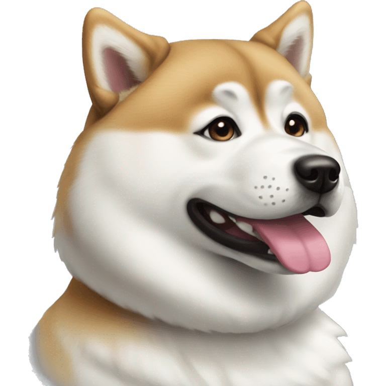 White Akita bring silly emoji