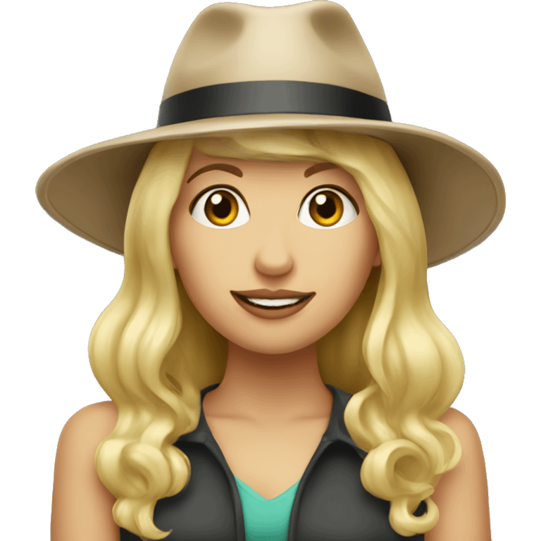 blonde lady with mga hat on emoji