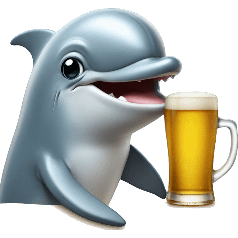 dolphin drinking a beer emoji