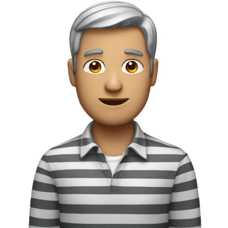 Grey  man in striped shirt emoji