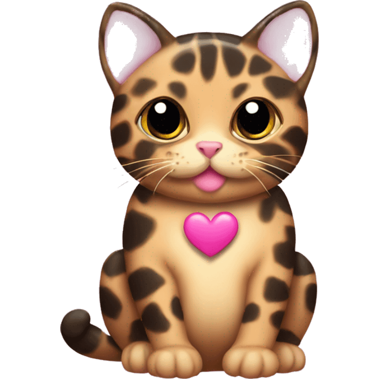 Tortoise shell cat with pink hearts emoji