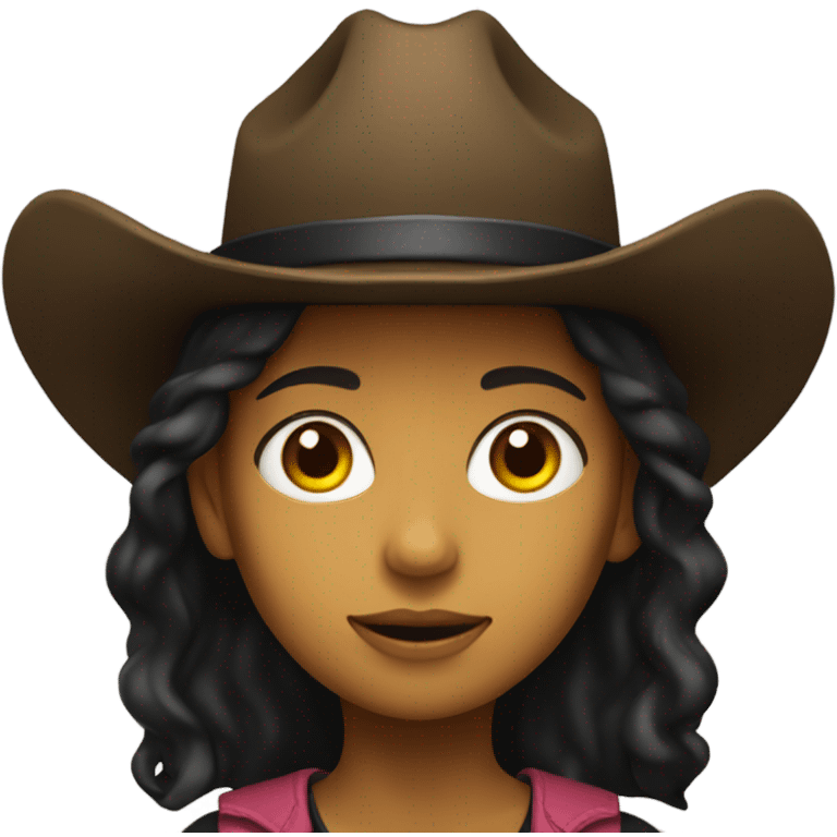 girl with a black cowboy hat, default yellow skin emoji