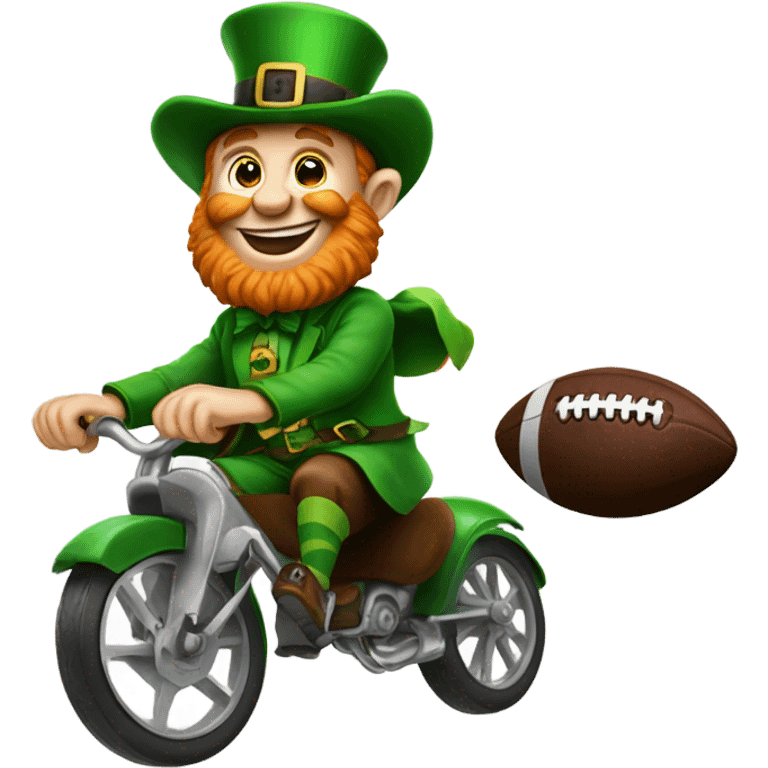 Leprechaun riding a football emoji