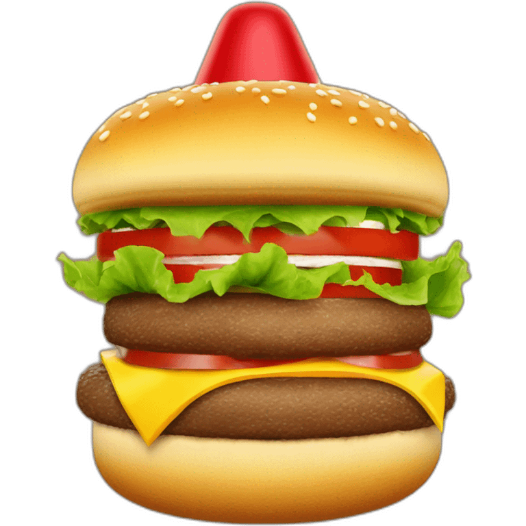 una hamburguesa con sombrero de papa noel emoji