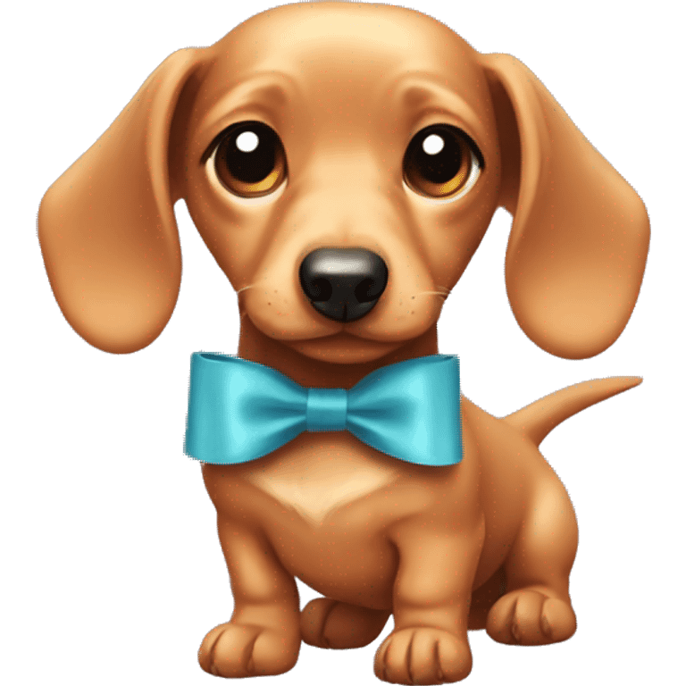 Puppy dachshund with a bow emoji