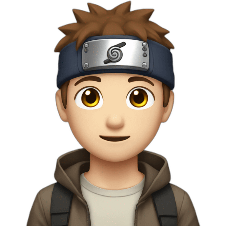 Boy with brown hair and naruto cap emoji